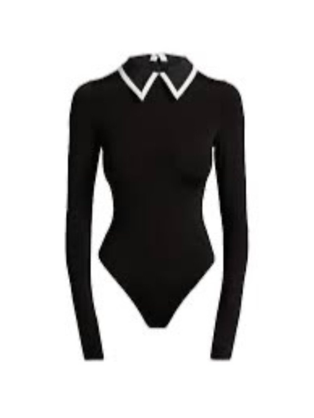 Alice & Olivia Keenan Long Sleeve Polo black Bodysuit top size S